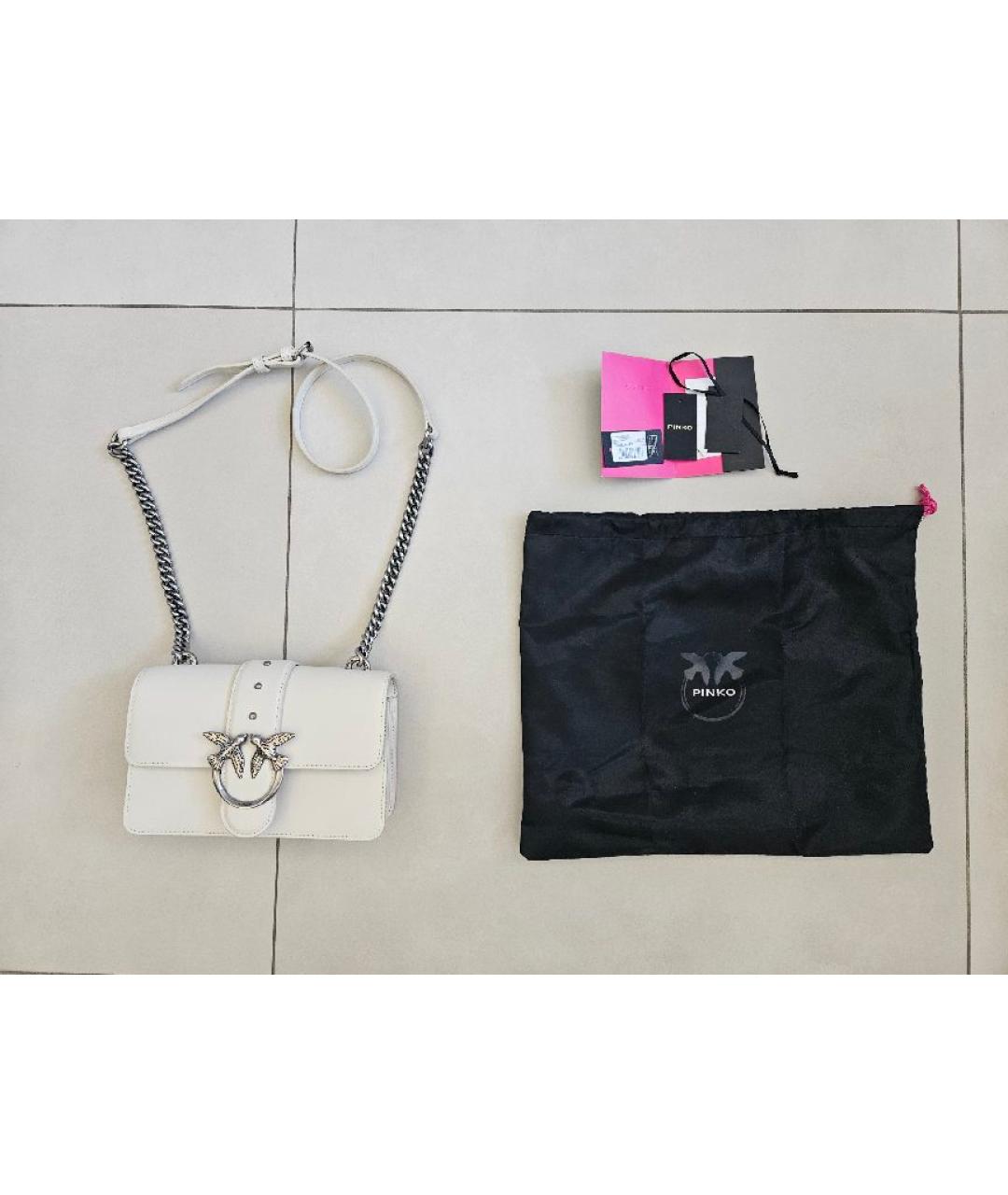 PINKO Белая кожаная сумка через плечо, фото 5