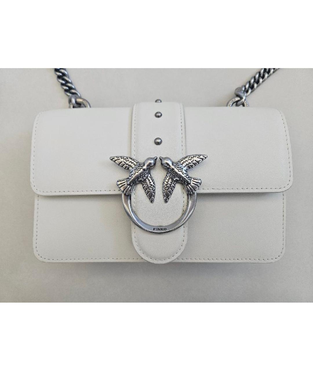 PINKO Белая кожаная сумка через плечо, фото 7