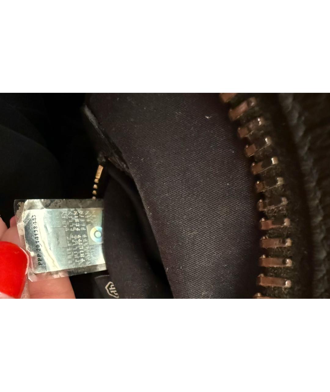 PHILIPP PLEIN Черная кожаная сумка тоут, фото 7