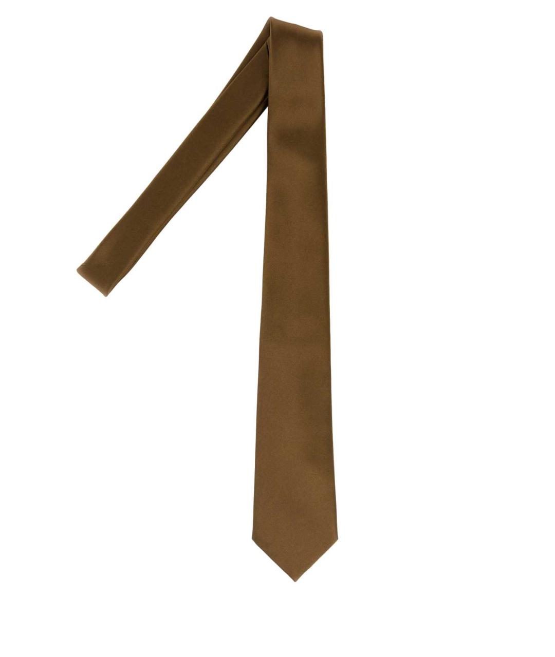 SAINT LAURENT Коричневый шелковый галстук, фото 2