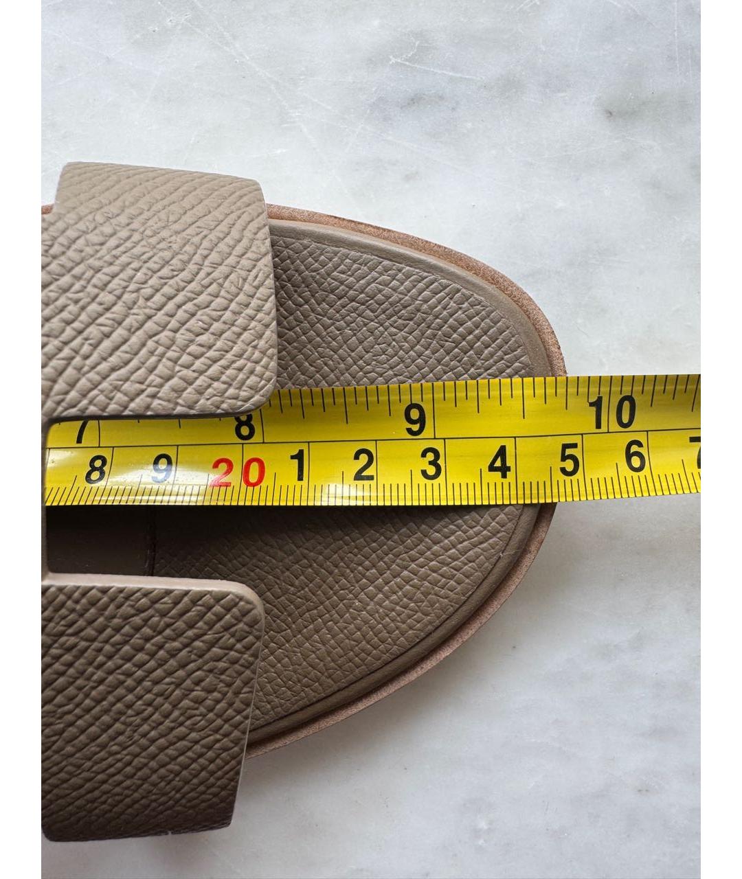 HERMES Хаки кожаные сандалии, фото 4