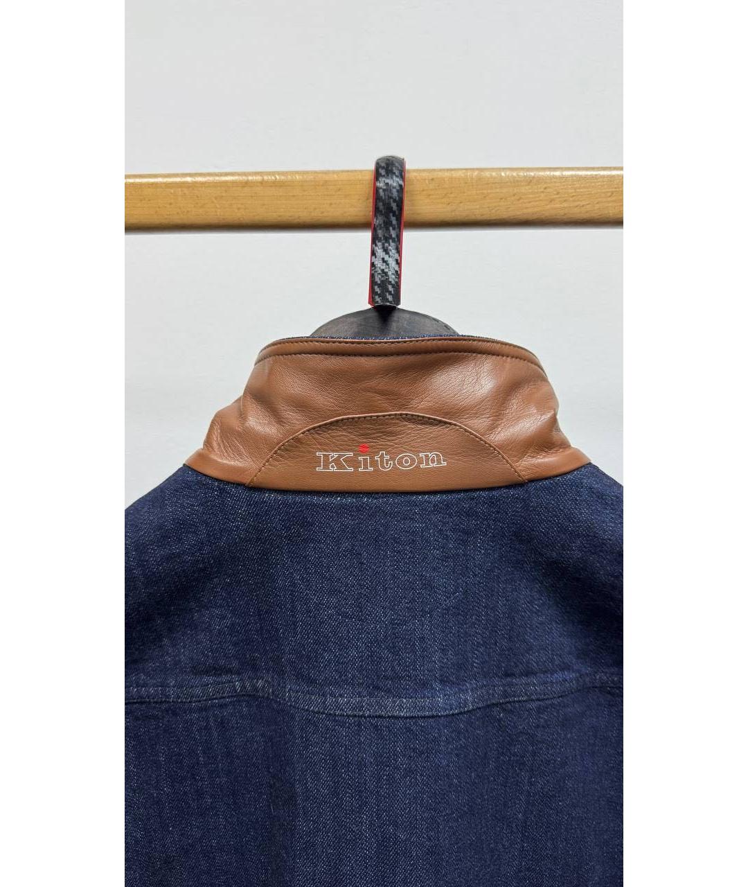 KITON Темно-синяя хлопко-эластановая куртка, фото 4