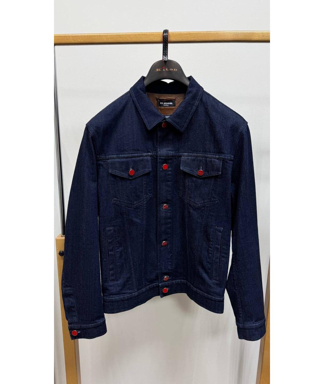 KITON Темно-синяя хлопко-эластановая куртка, фото 6