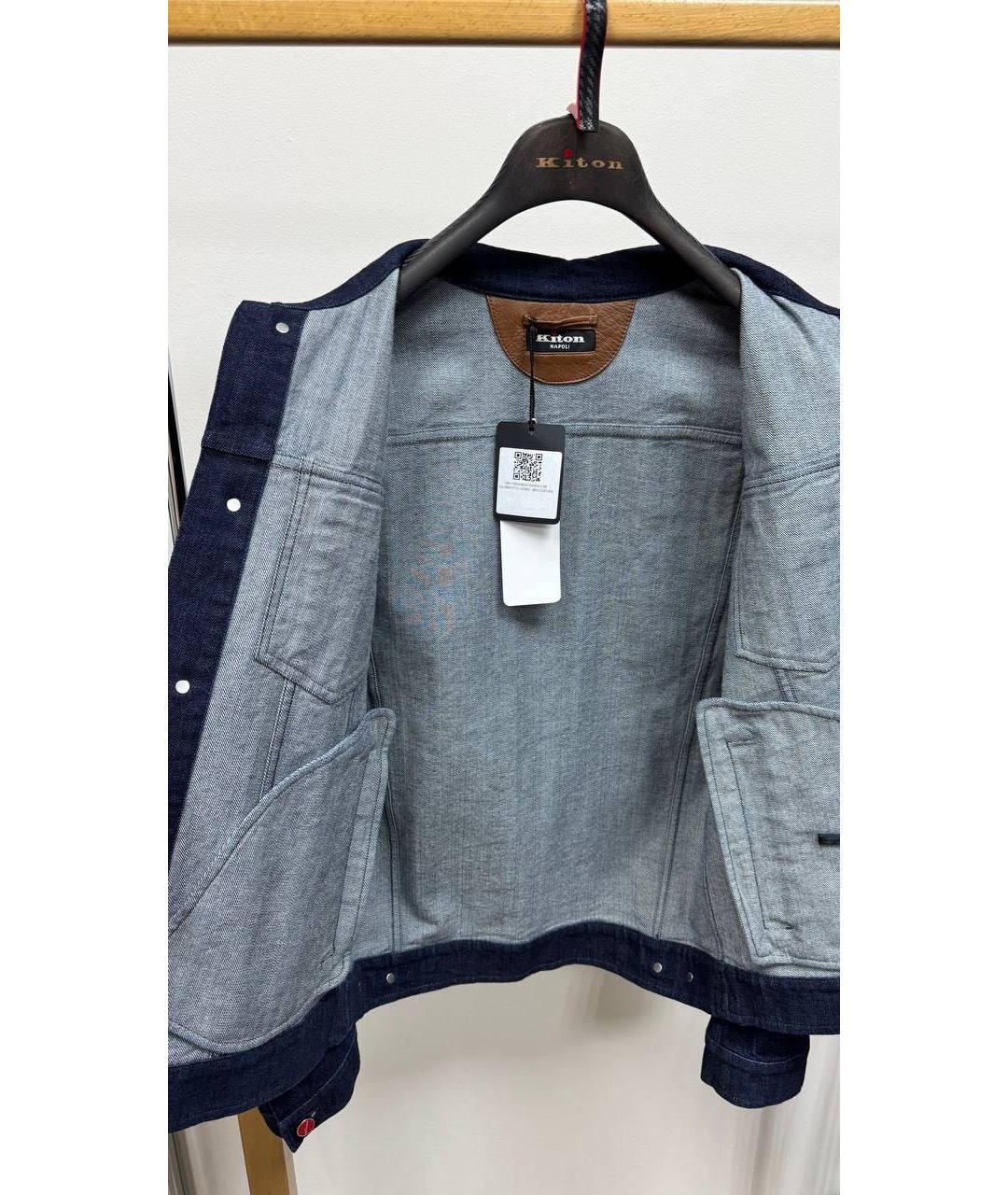 KITON Темно-синяя хлопко-эластановая куртка, фото 2