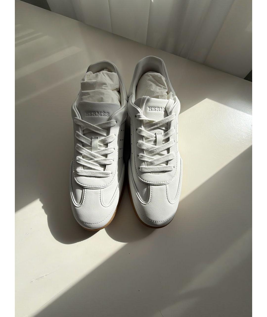 HERMES Белые кожаные кеды, фото 2