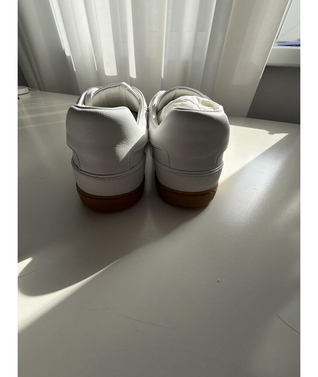 HERMES Белые кожаные кеды, фото 4