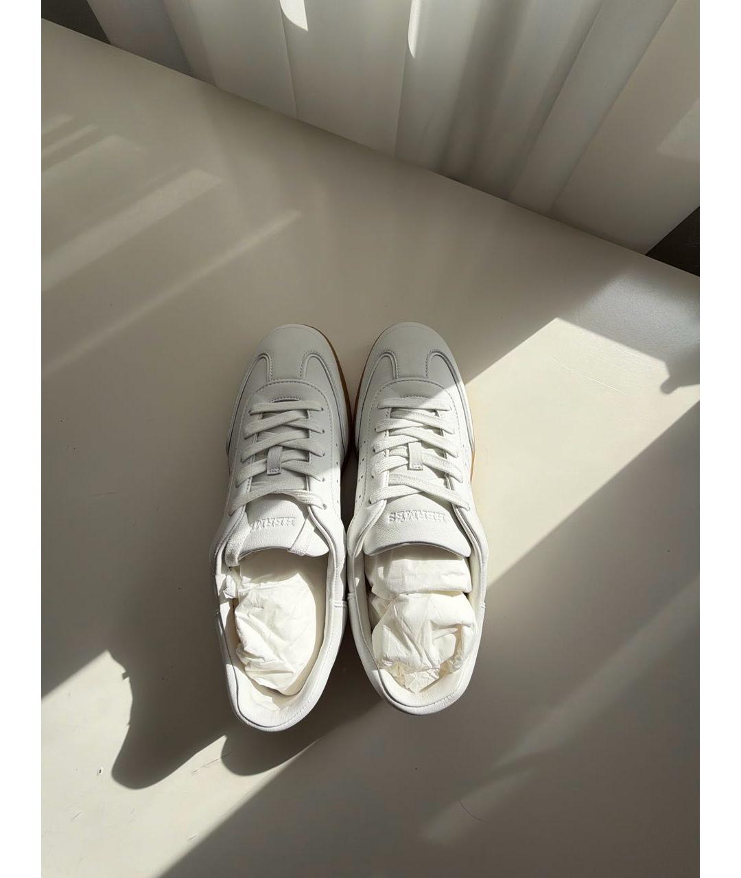 HERMES Белые кожаные кеды, фото 3