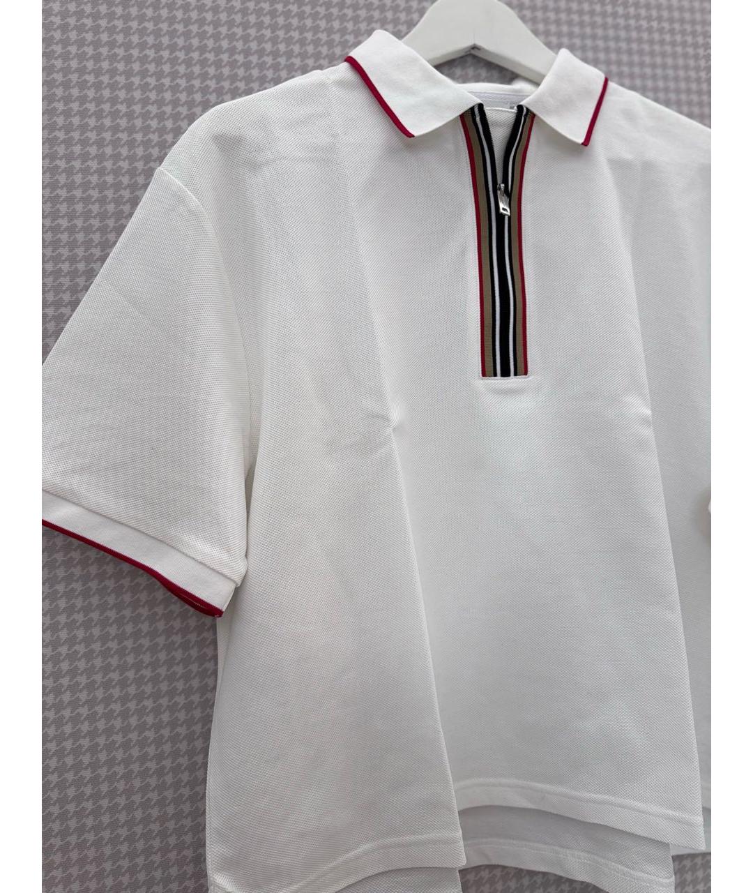 BURBERRY Белая хлопковая футболка, фото 4