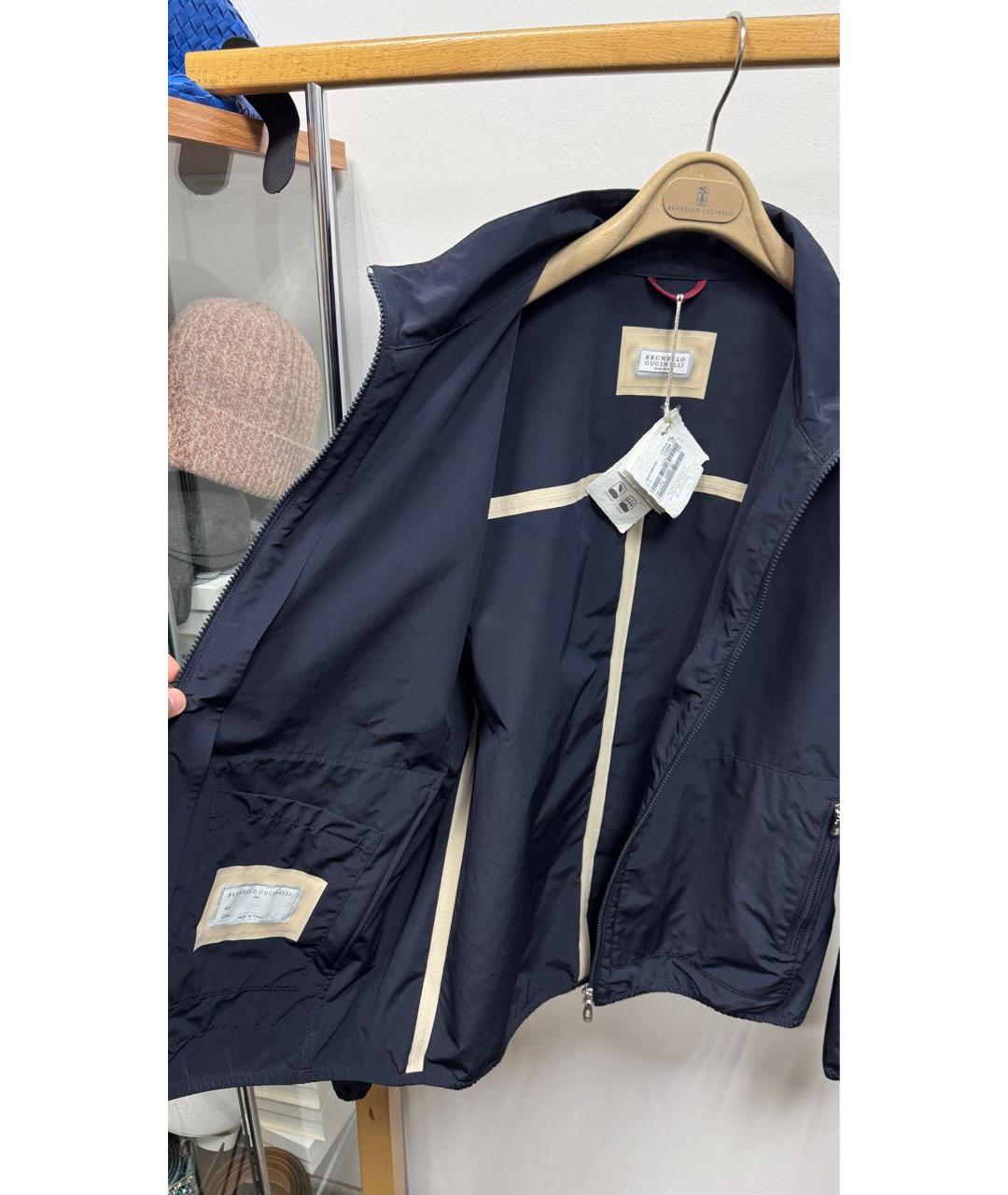 BRUNELLO CUCINELLI Темно-синяя полиэстеровая куртка, фото 2