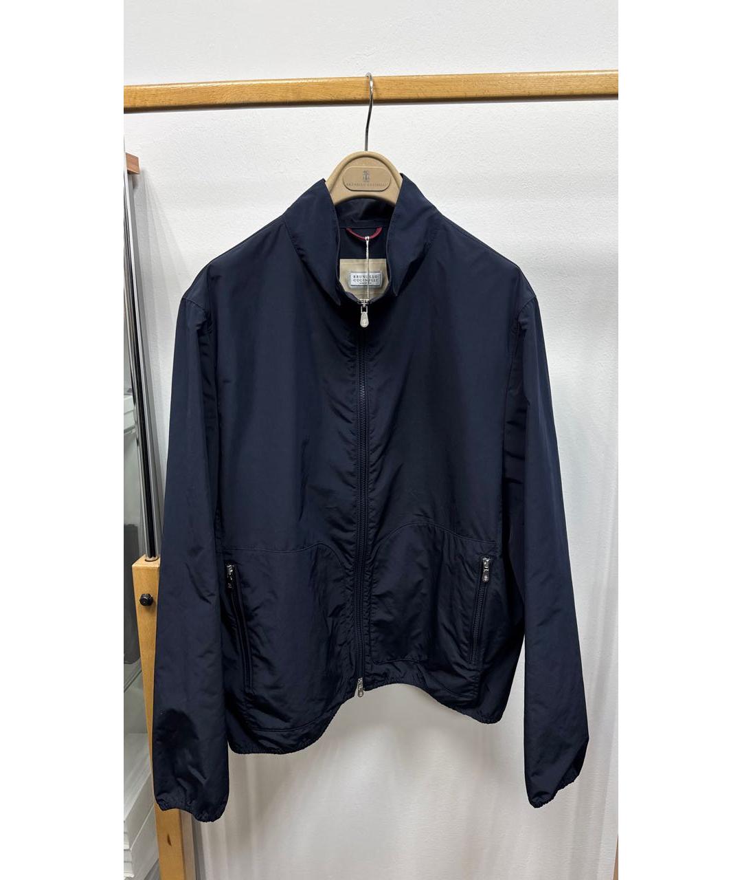 BRUNELLO CUCINELLI Темно-синяя полиэстеровая куртка, фото 4