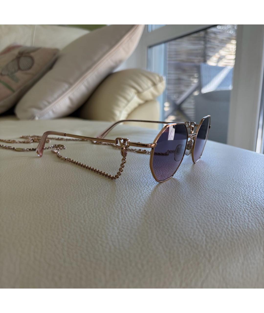 VALENTINO Золотые металлические солнцезащитные очки, фото 2