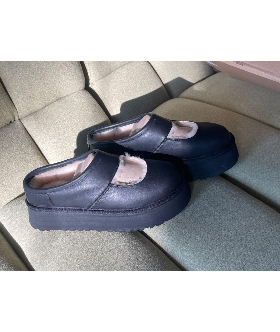UGG AUSTRALIA Черные кожаные мюли, фото 5