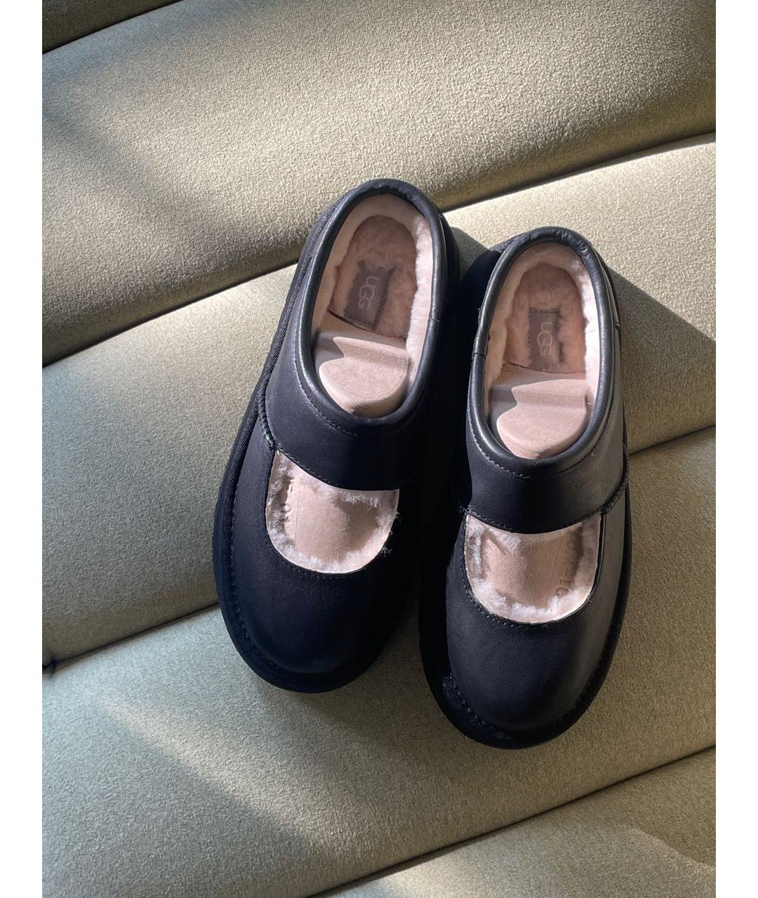 UGG AUSTRALIA Черные кожаные мюли, фото 2