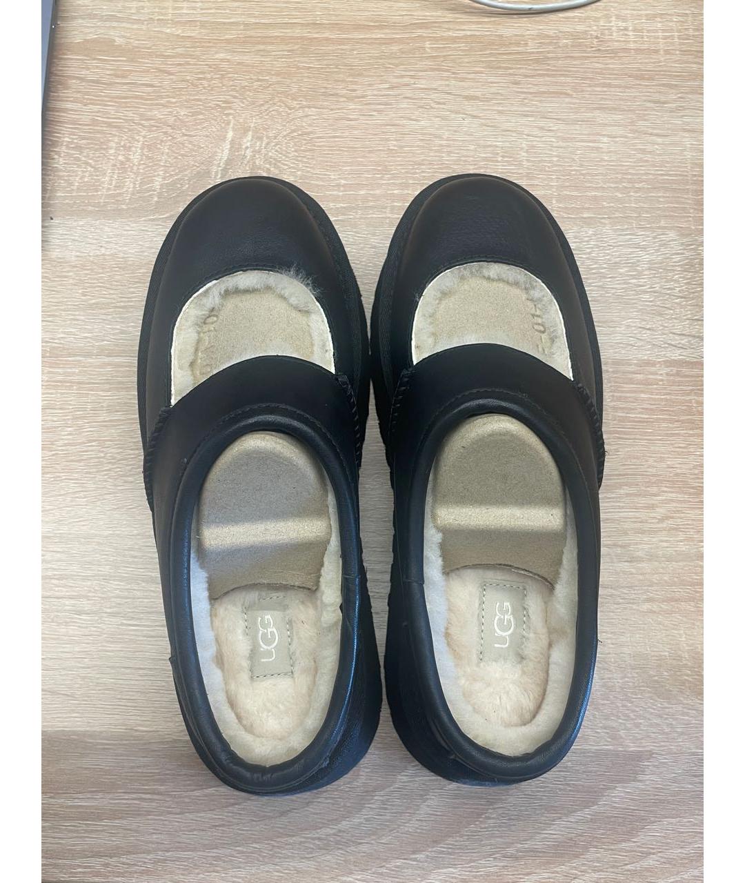 UGG AUSTRALIA Черные кожаные мюли, фото 3