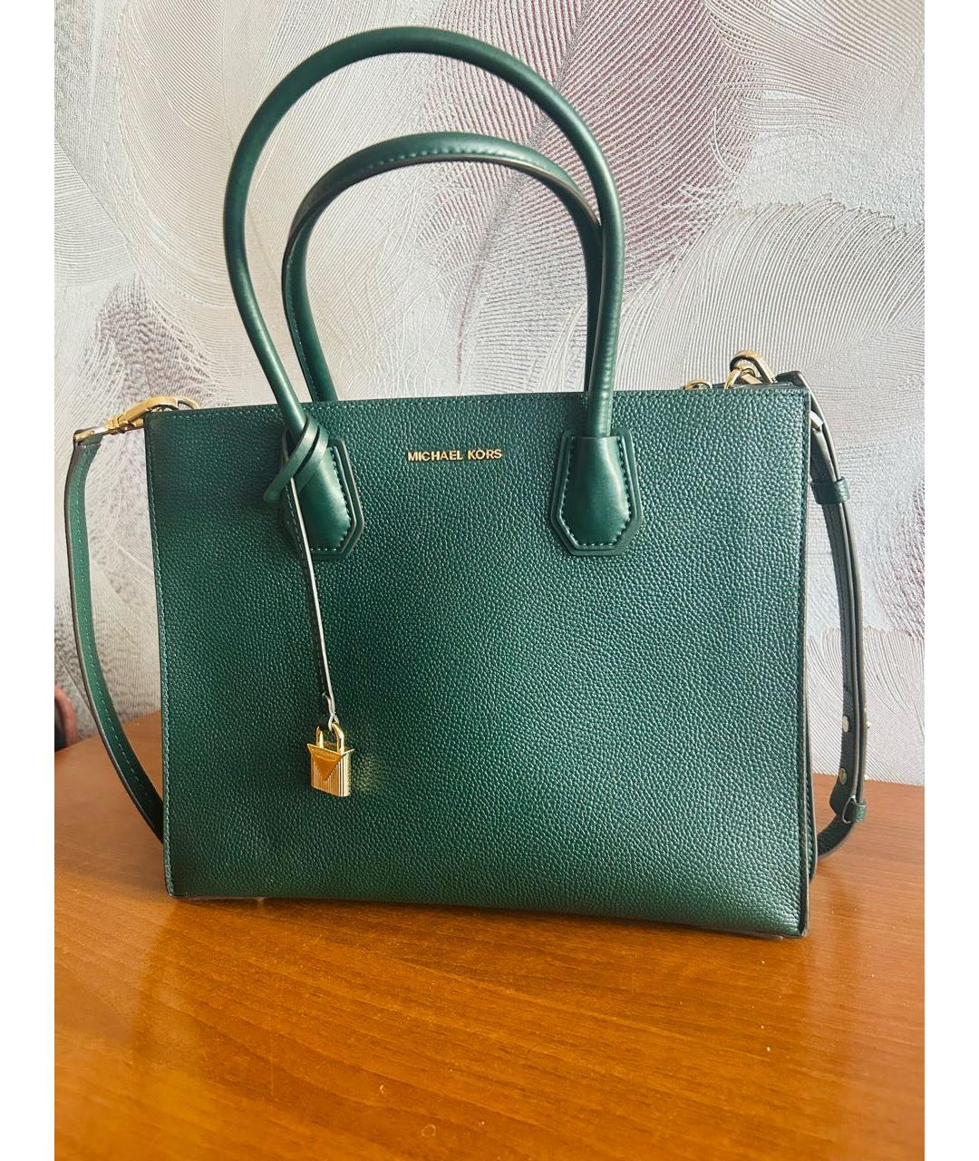 MICHAEL KORS Зеленая кожаная сумка с короткими ручками, фото 5