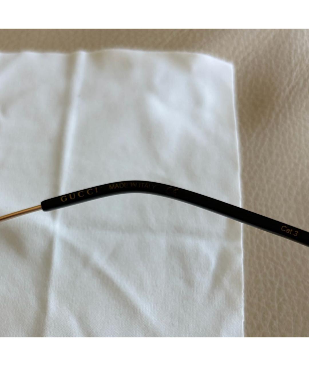 GUCCI Золотые металлические солнцезащитные очки, фото 5