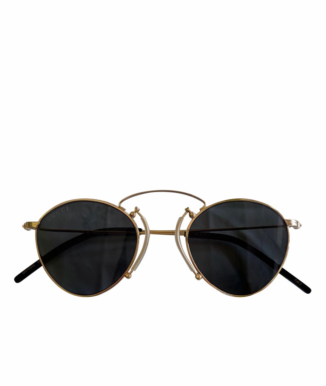GUCCI Золотые металлические солнцезащитные очки, фото 1