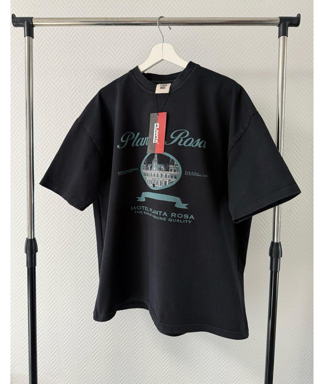 PLANTA ROSA Черная хлопковая футболка, фото 2