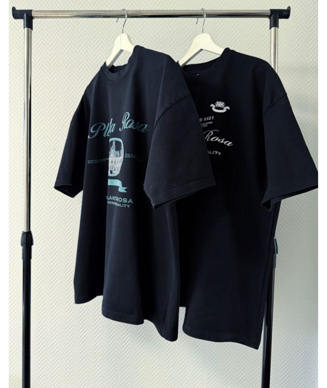 PLANTA ROSA Черная хлопковая футболка, фото 6