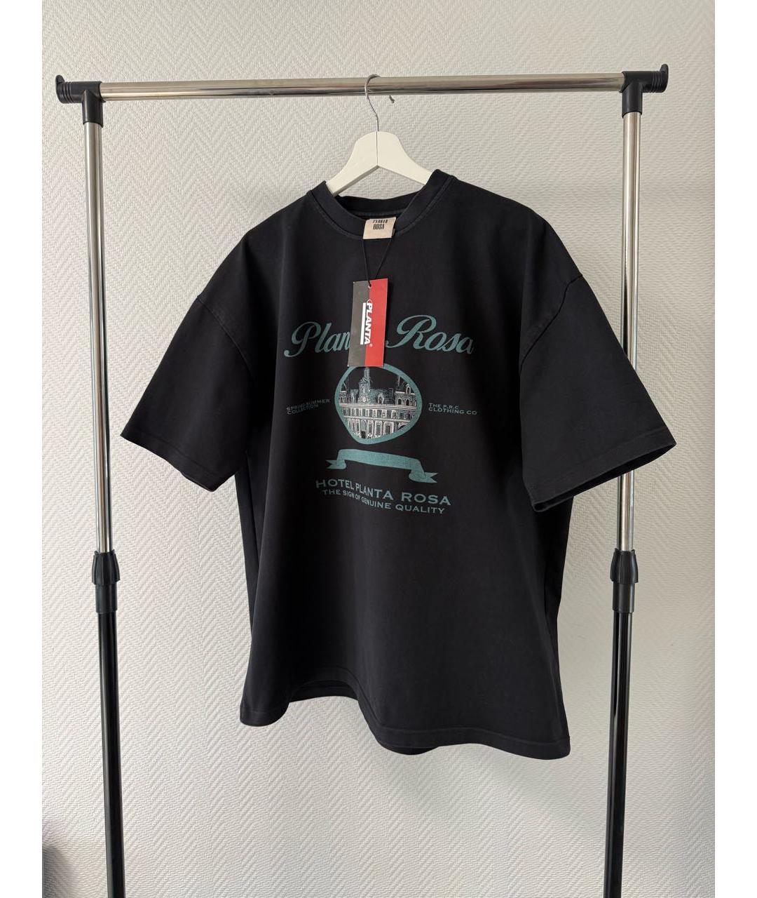 PLANTA ROSA Черная хлопковая футболка, фото 2