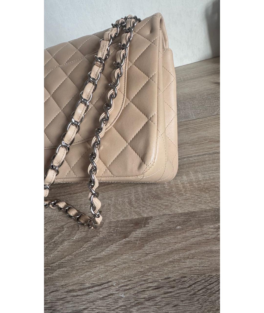 CHANEL Бежевая кожаная сумка через плечо, фото 6