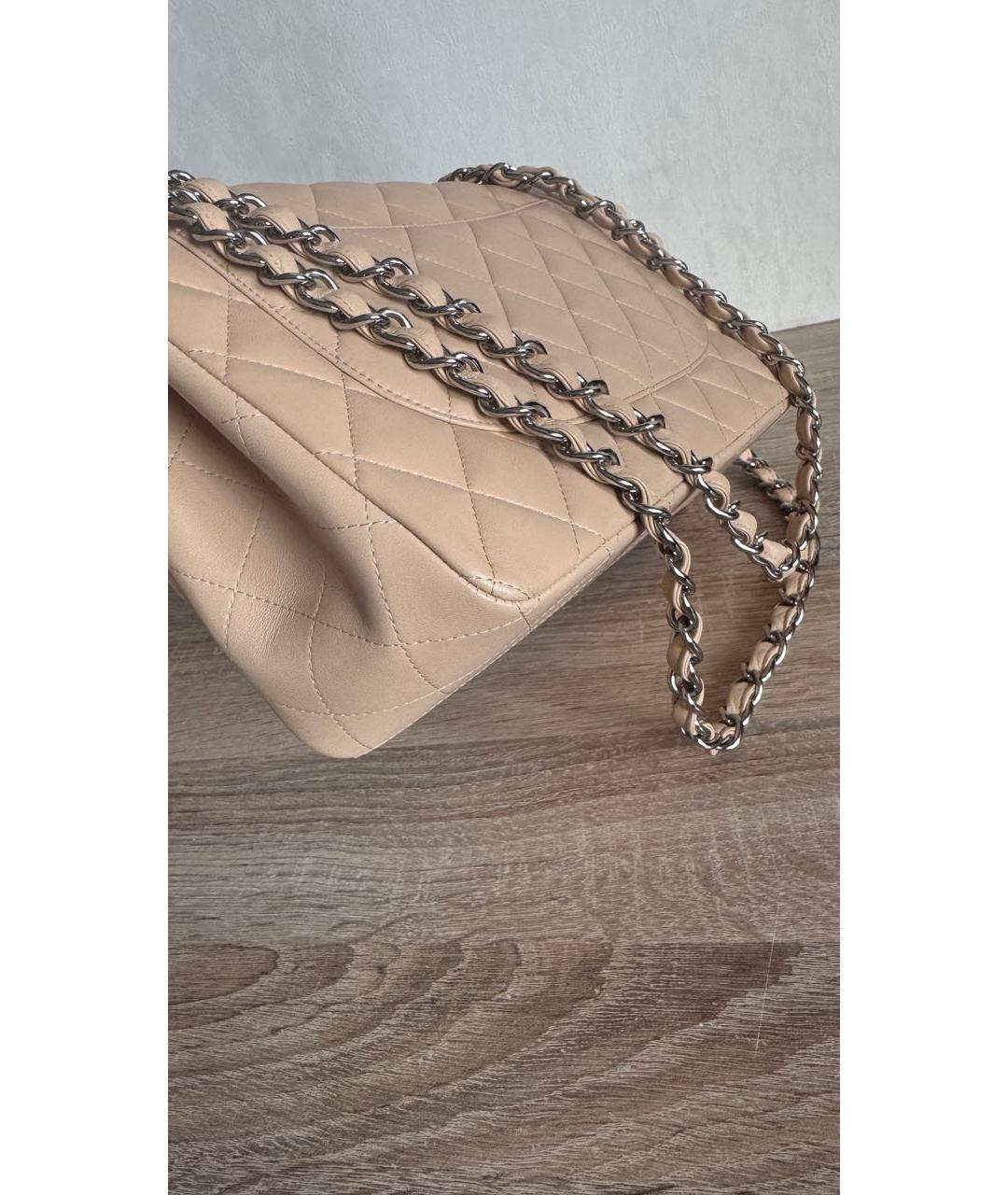CHANEL Бежевая кожаная сумка через плечо, фото 5