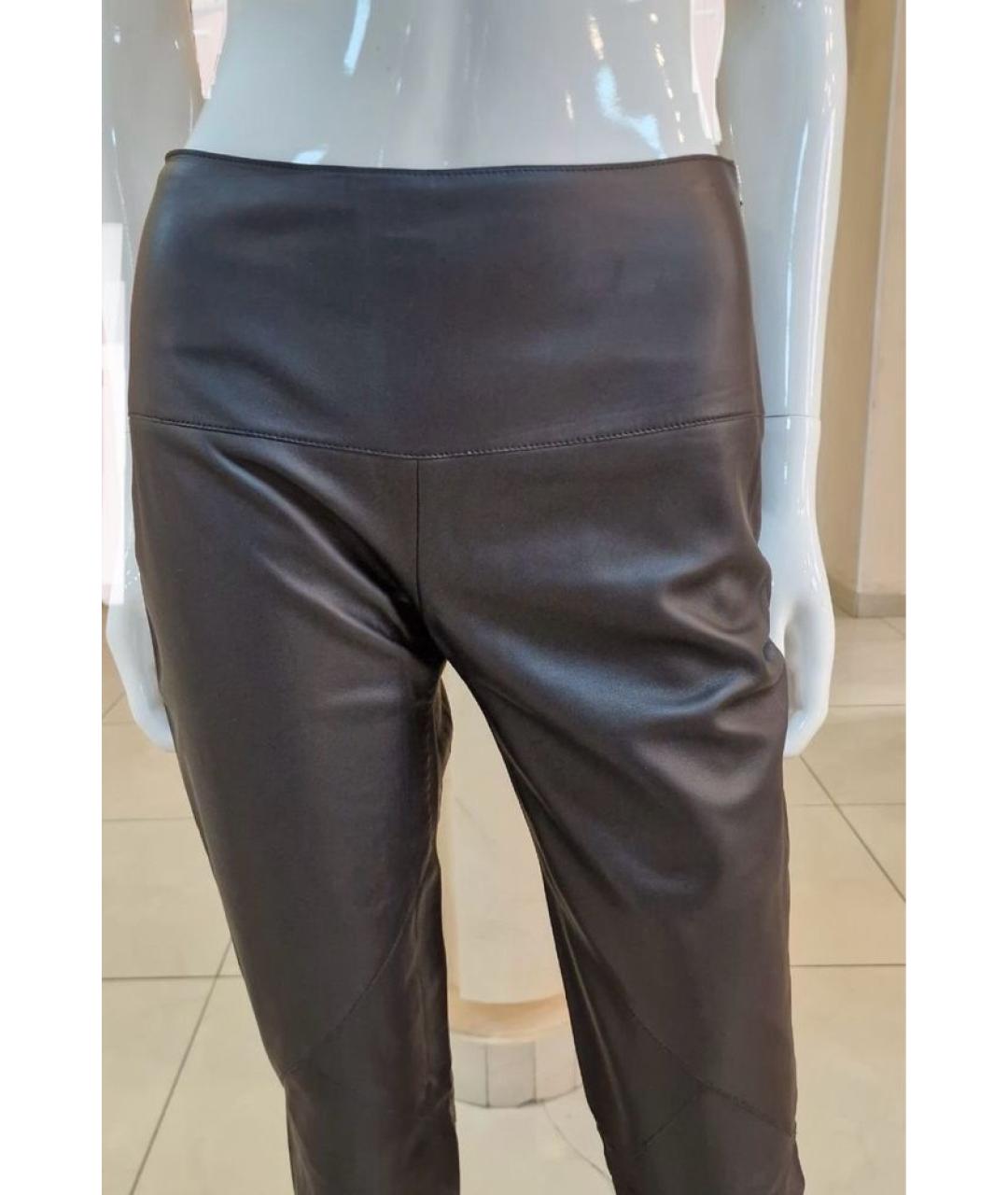 HERMES Черные кожаные прямые брюки, фото 2