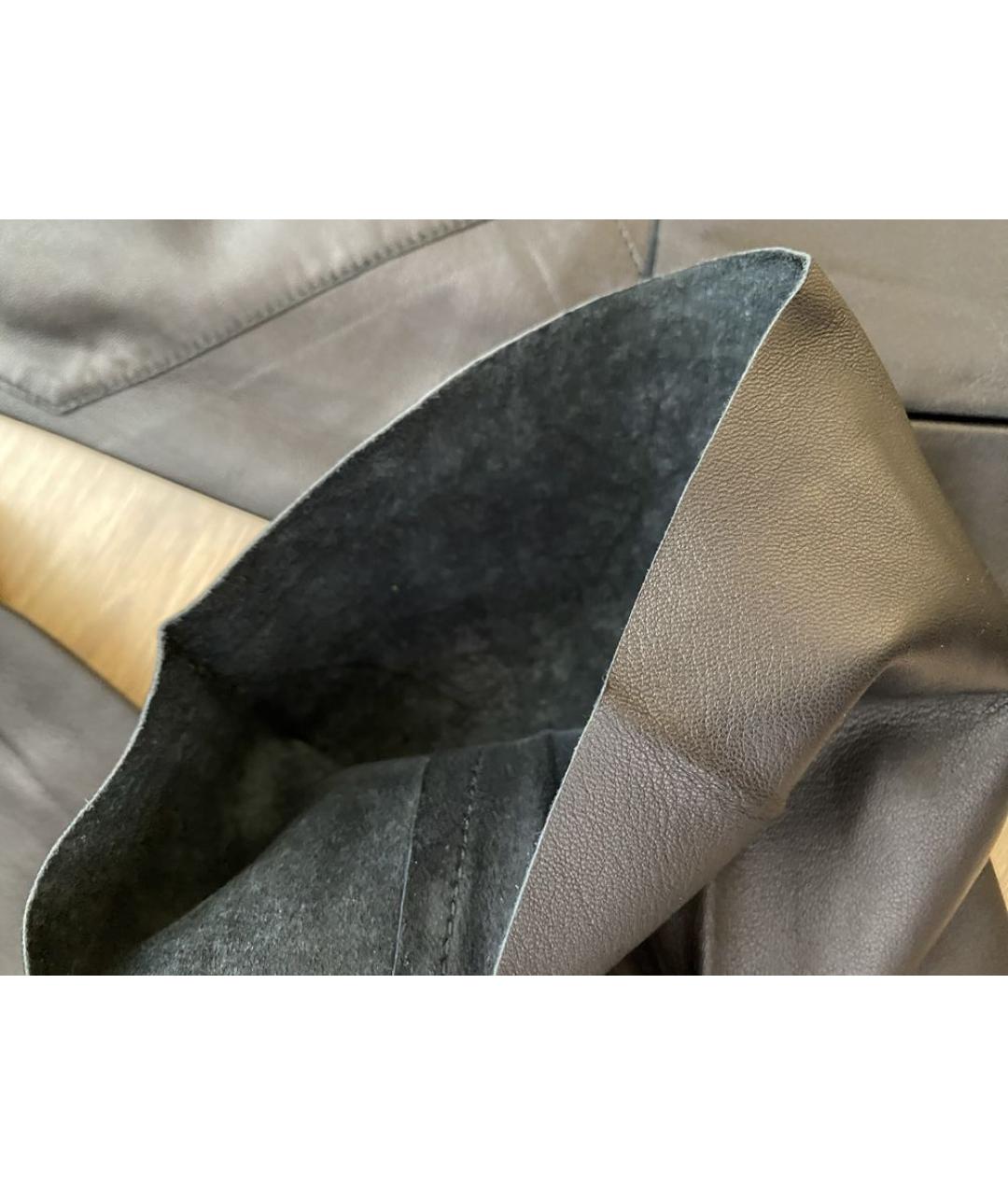 HERMES Черные кожаные прямые брюки, фото 5