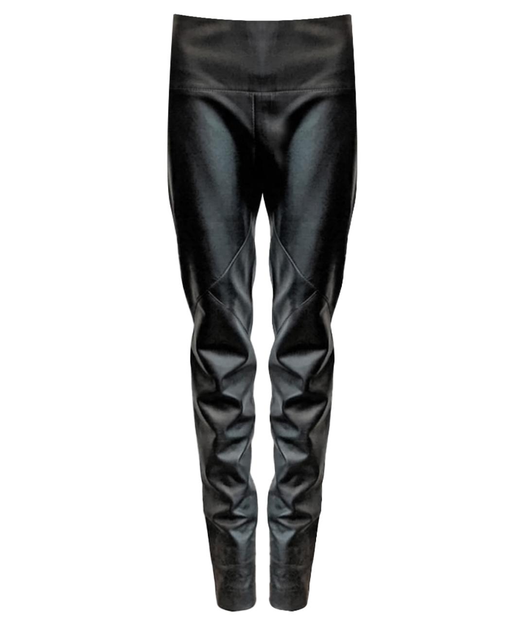 HERMES Черные кожаные прямые брюки, фото 1