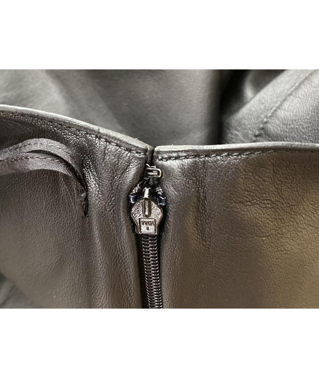 HERMES Черные кожаные прямые брюки, фото 6