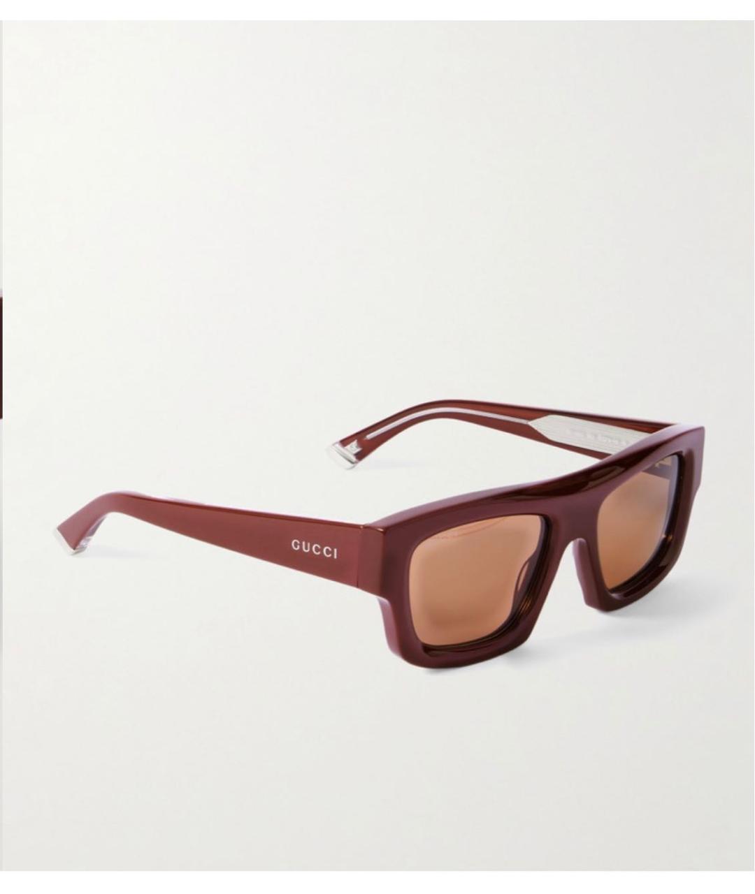 GUCCI Бордовые пластиковые солнцезащитные очки, фото 8