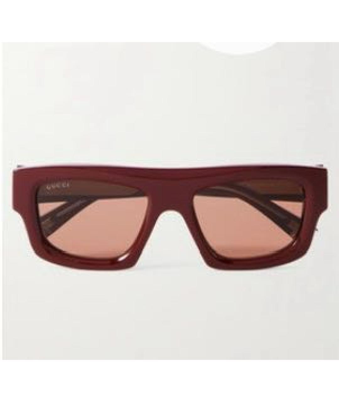 GUCCI Бордовые пластиковые солнцезащитные очки, фото 6
