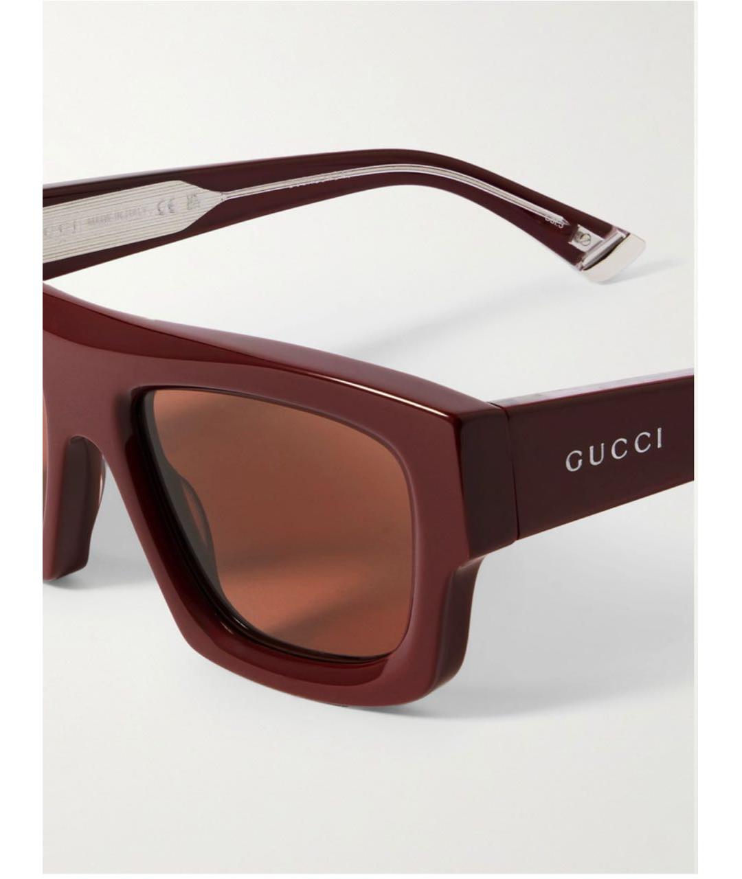 GUCCI Бордовые пластиковые солнцезащитные очки, фото 7