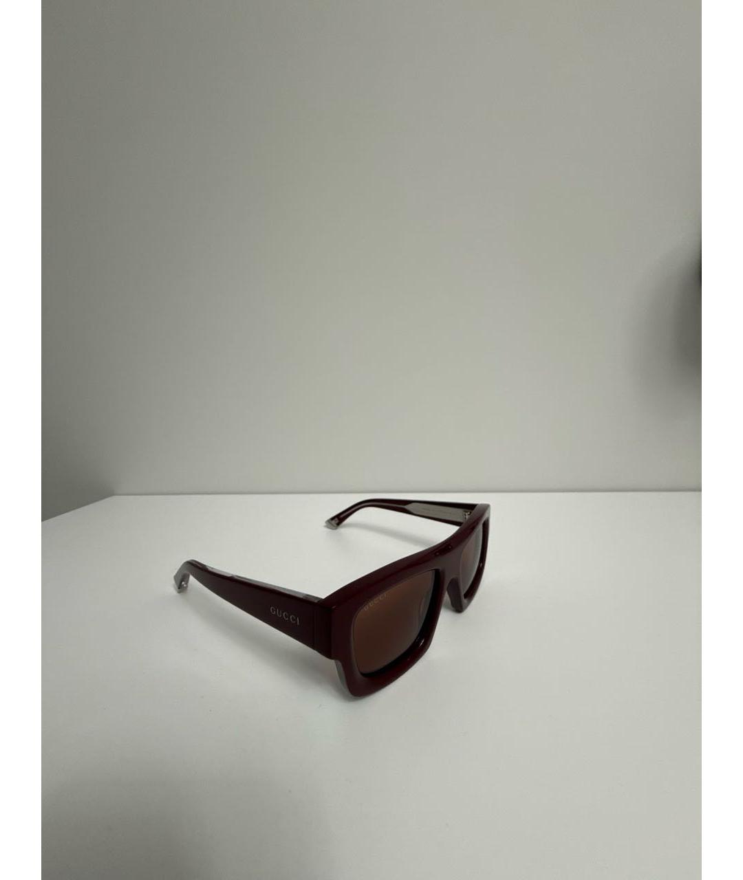 GUCCI Бордовые пластиковые солнцезащитные очки, фото 2