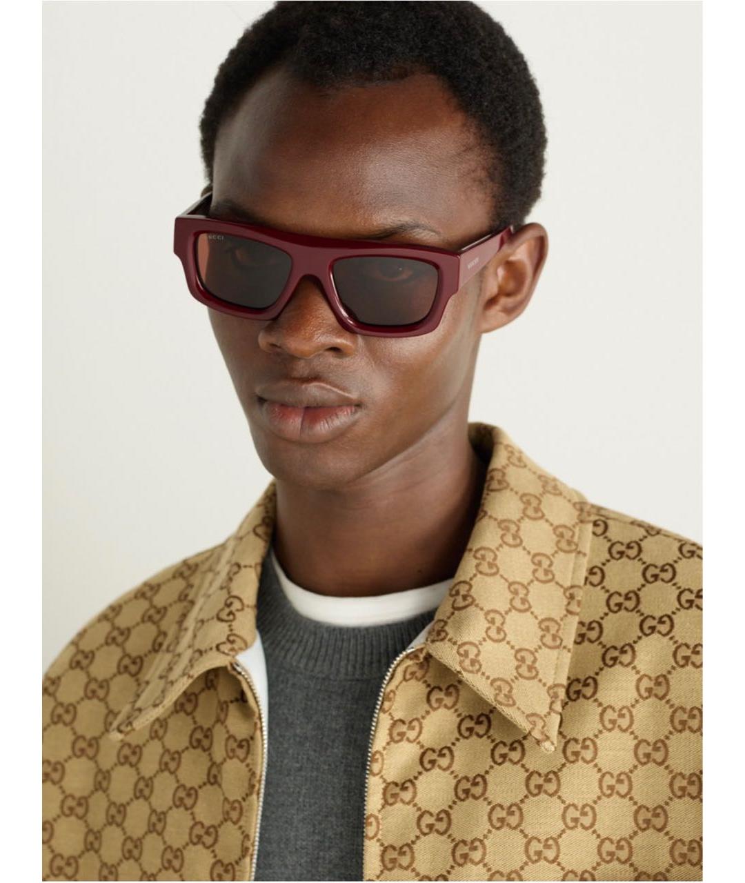 GUCCI Бордовые пластиковые солнцезащитные очки, фото 6