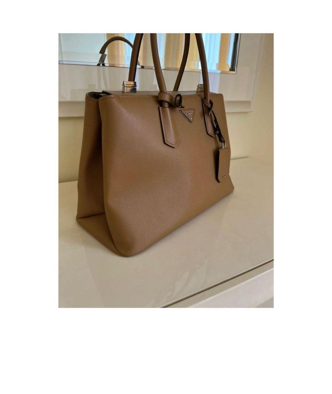 PRADA Бежевая кожаная сумка тоут, фото 3