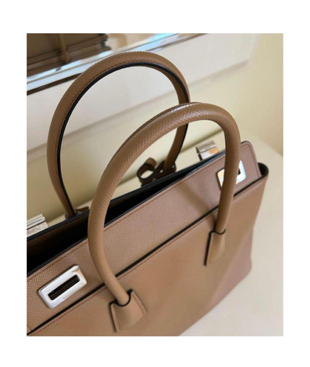 PRADA Бежевая кожаная сумка тоут, фото 5