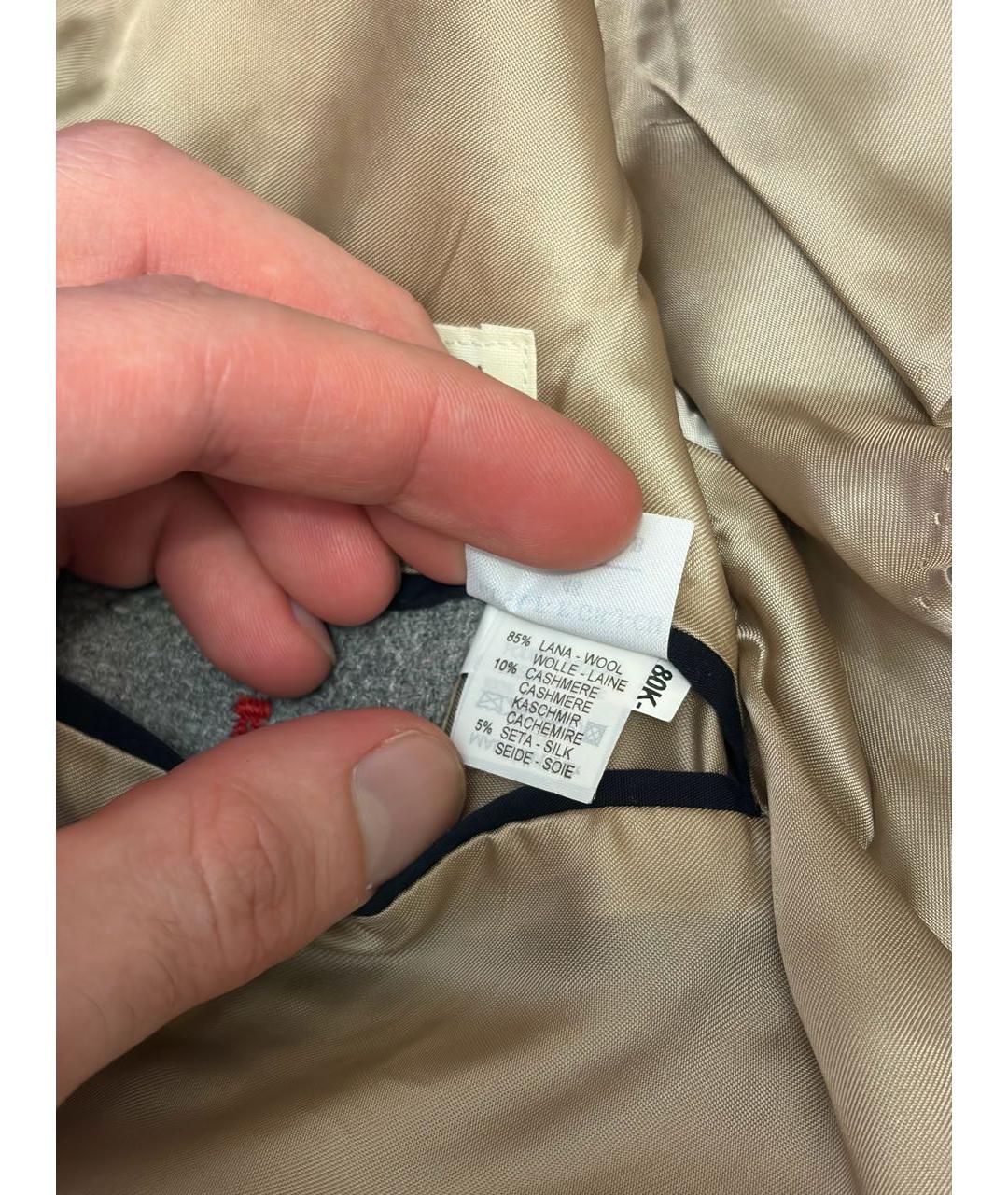 BRUNELLO CUCINELLI Серый шерстяной пиджак, фото 5