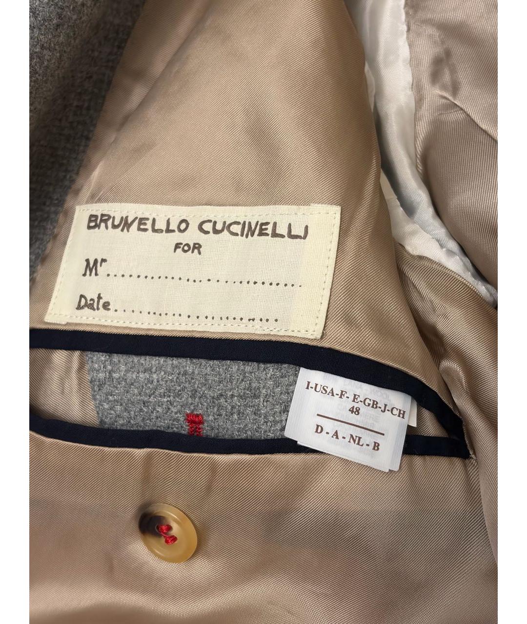 BRUNELLO CUCINELLI Серый шерстяной пиджак, фото 4