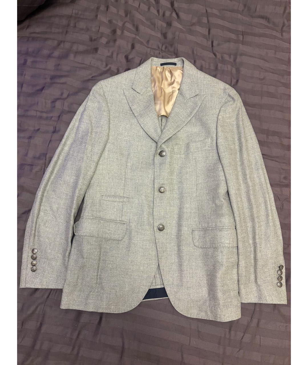 BRUNELLO CUCINELLI Серый шерстяной пиджак, фото 8