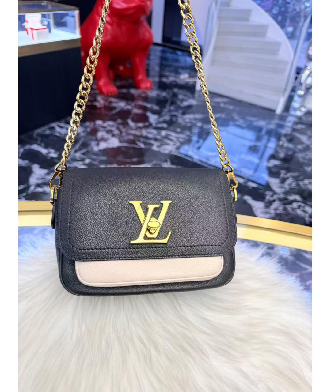 LOUIS VUITTON Черная кожаная сумка через плечо, фото 3