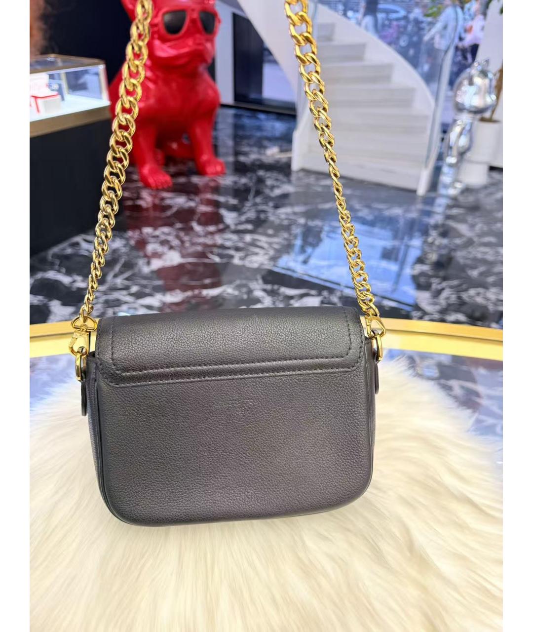 LOUIS VUITTON Черная кожаная сумка через плечо, фото 4