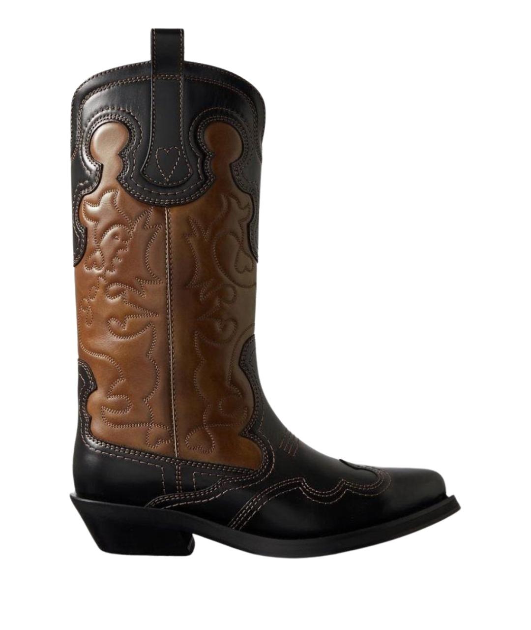 GANNI Коричневые кожаные полусапоги, фото 1