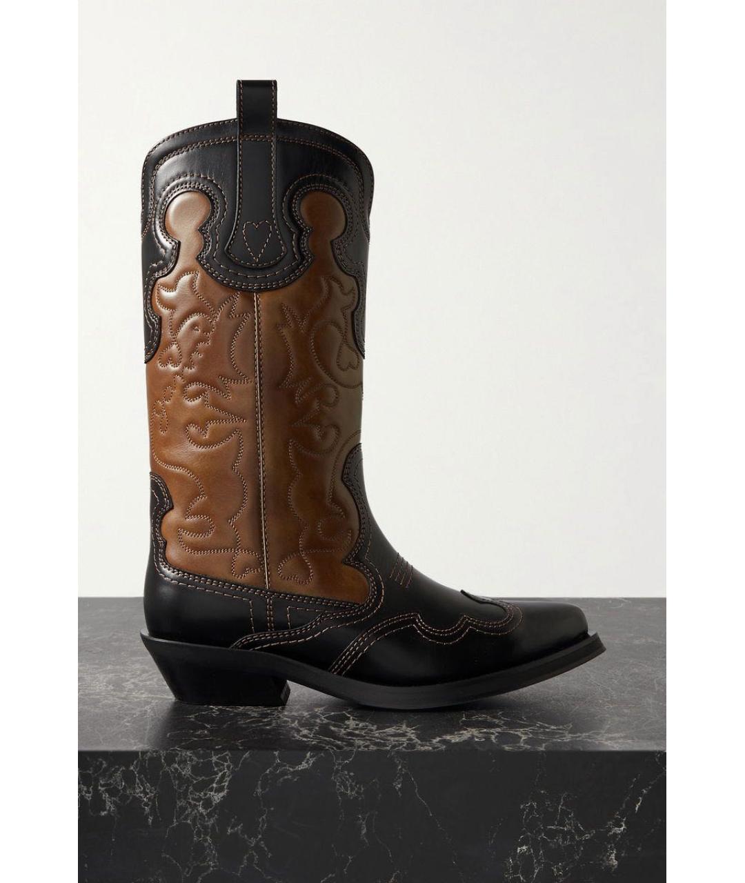 GANNI Коричневые кожаные полусапоги, фото 9