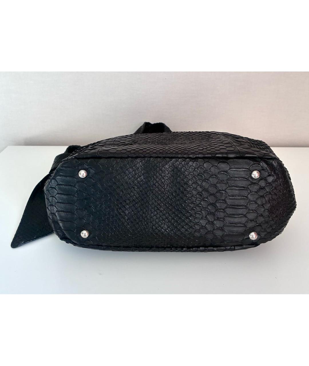 FURLA Черная сумка тоут из экзотической кожи, фото 5