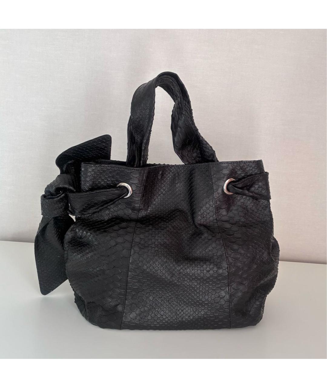 FURLA Черная сумка тоут из экзотической кожи, фото 3