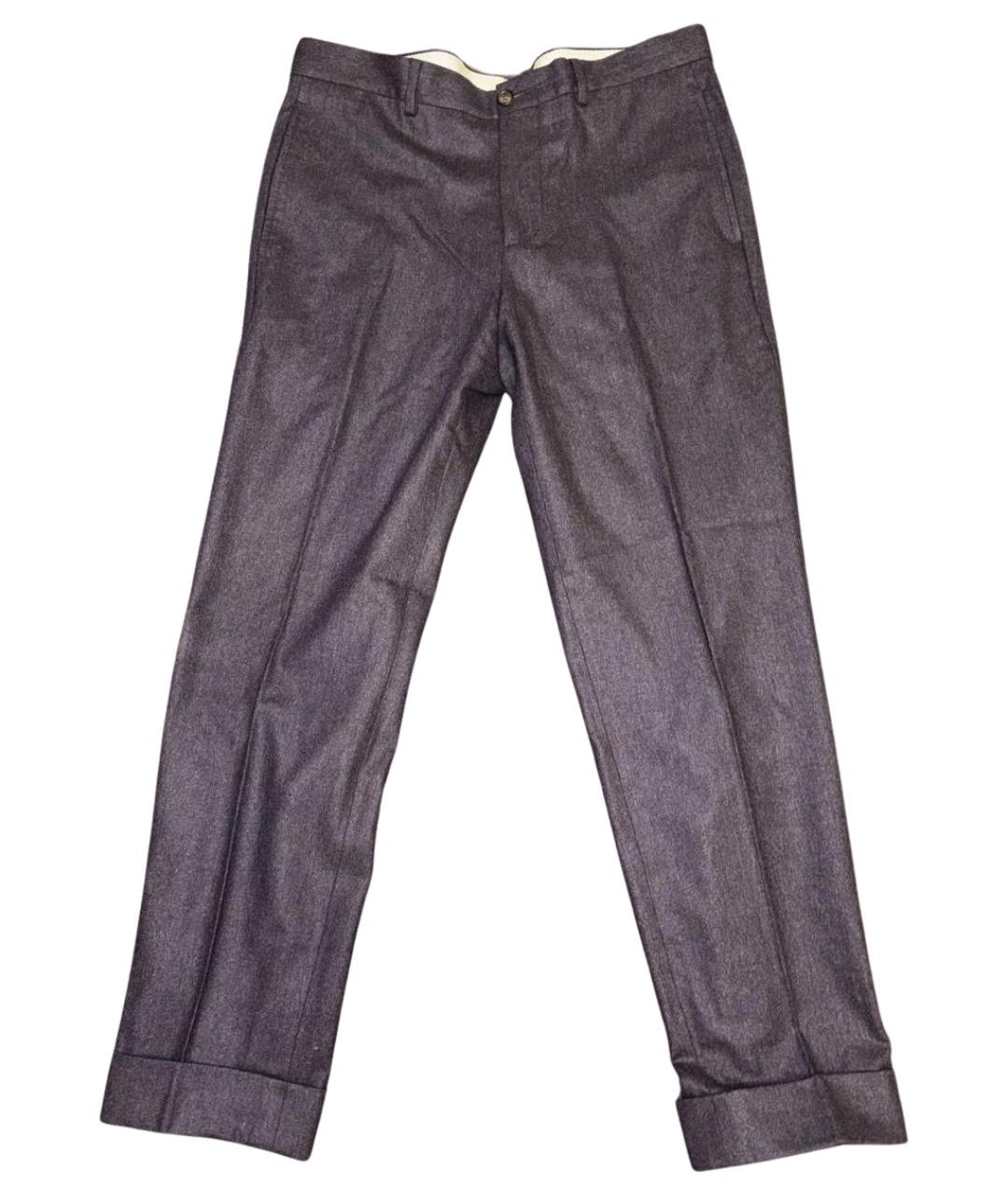 BRUNELLO CUCINELLI Серые шерстяные классические брюки, фото 1