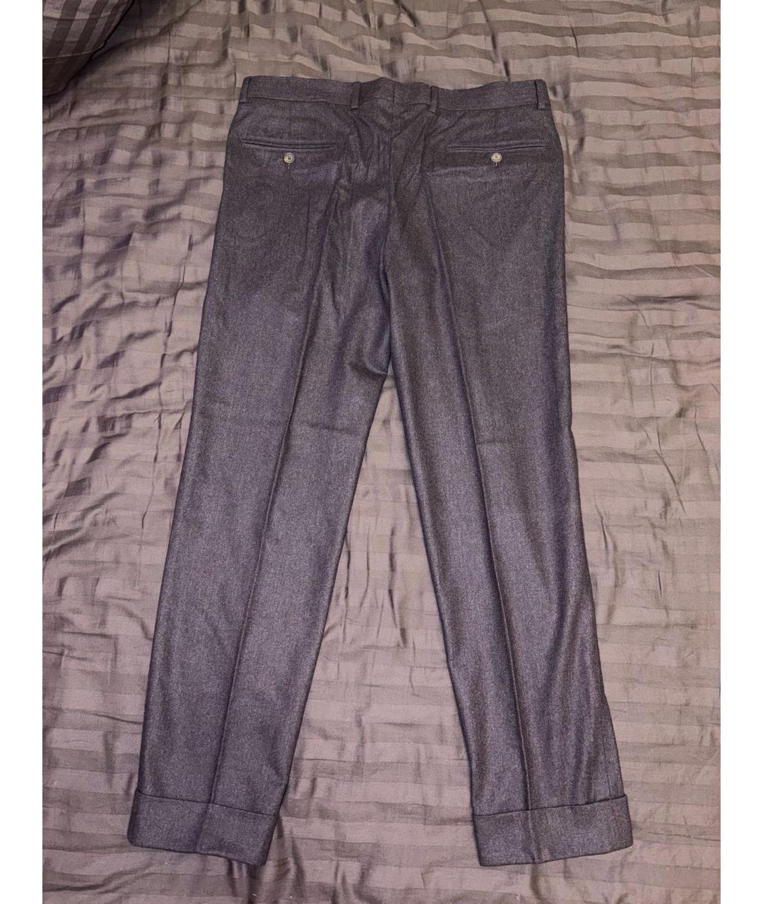 BRUNELLO CUCINELLI Серые шерстяные классические брюки, фото 2