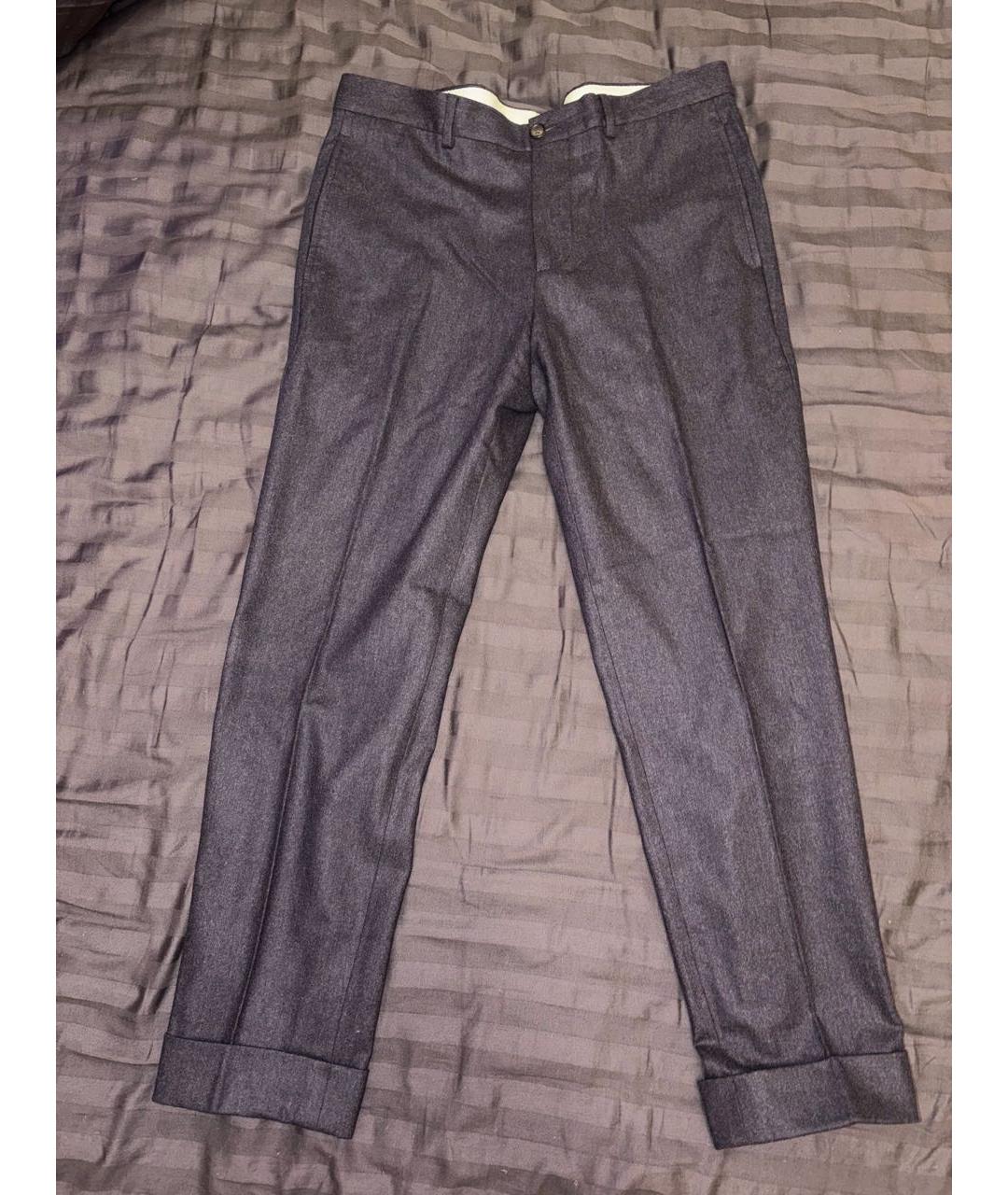 BRUNELLO CUCINELLI Серые шерстяные классические брюки, фото 6