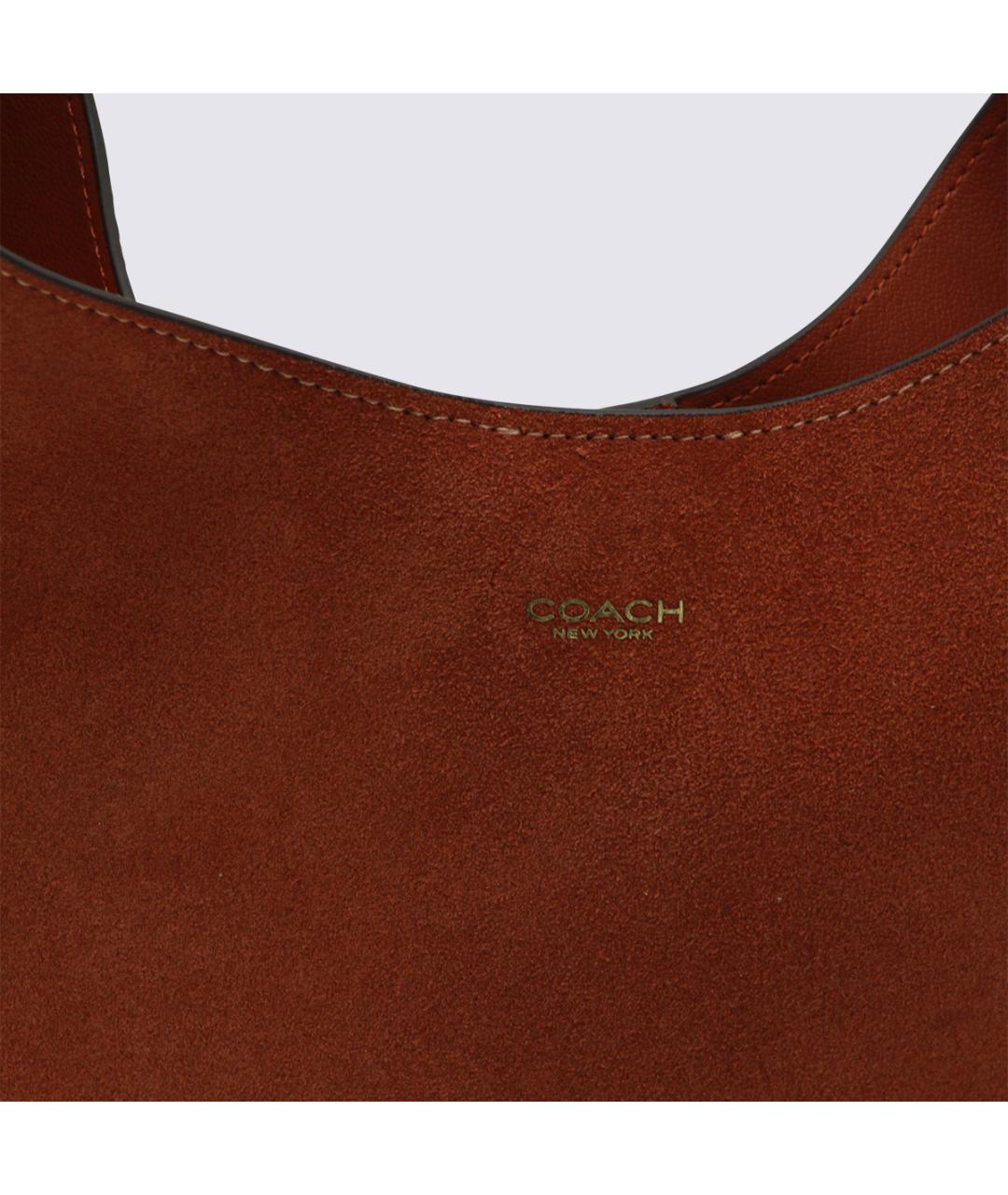 COACH Коричневая кожаная сумка тоут, фото 4